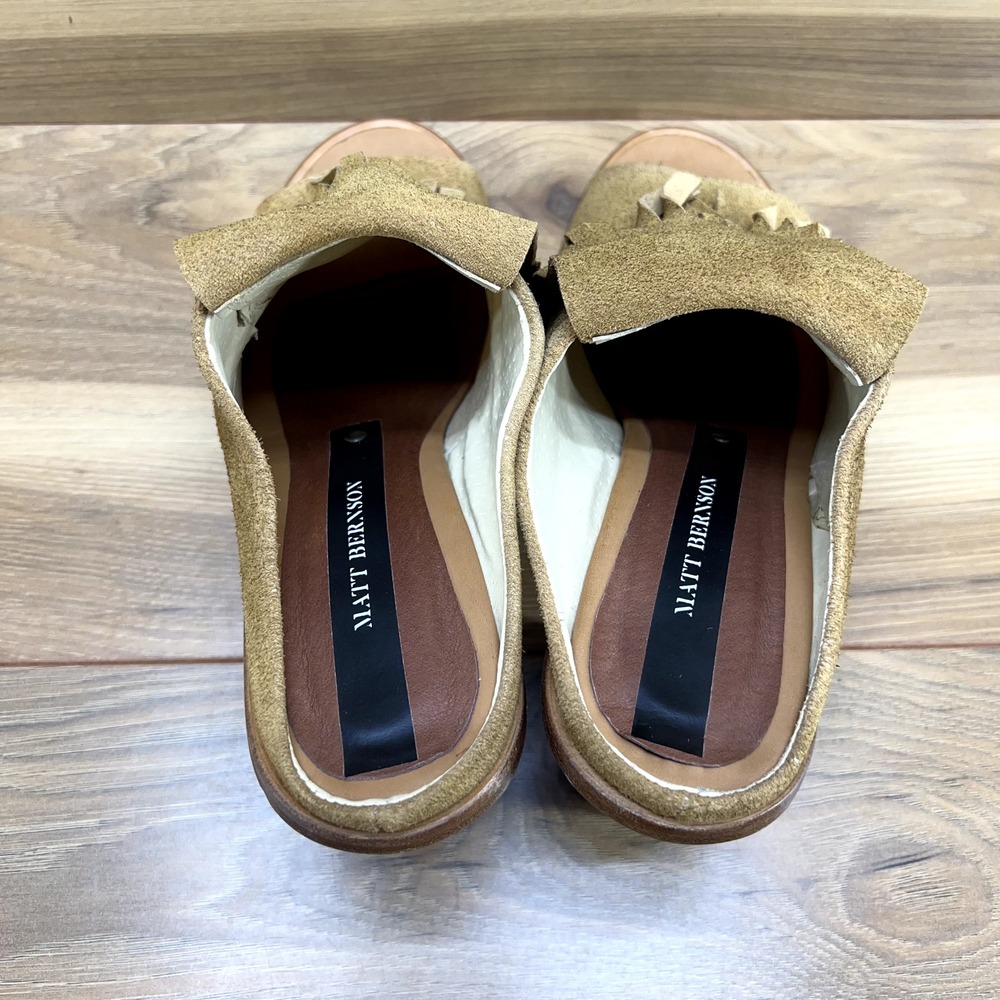 Matt Bernson Sandals 8.5‎ Tan Suede Finge Boho Block Heel - Picture 6 of 11